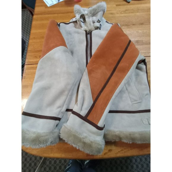 Koman Sport VTG outerwear color block faux fur suede jacket coat men's large